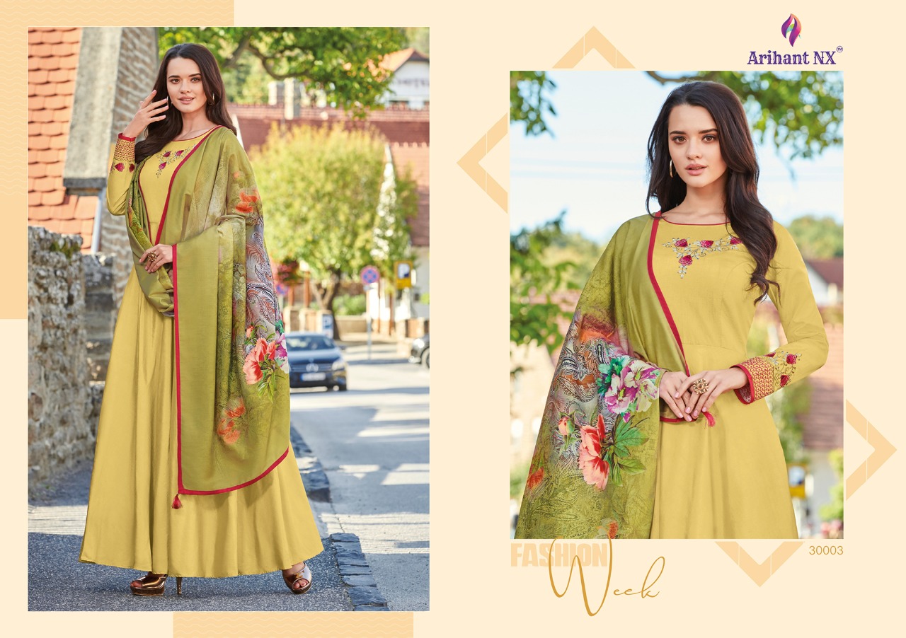 Arihant designer rubinaa beautiful gown with dupatta collection