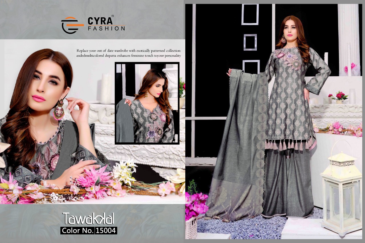 Cyra fashion tawakKal Self Embroidery beautiful Cambric Cotton print