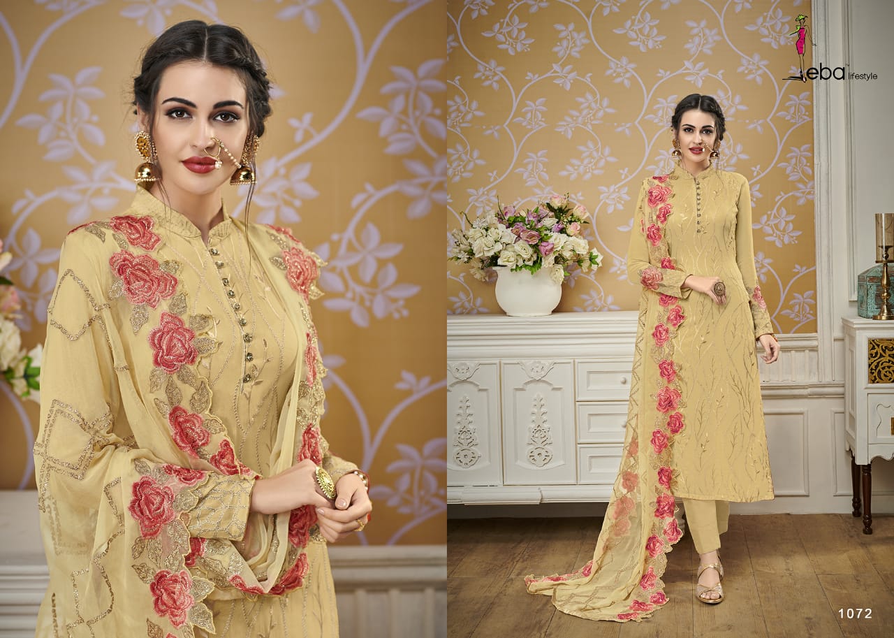 Eba lifestyle hurma vol 13 nx heavy embroidered georgette salwar kameez collection