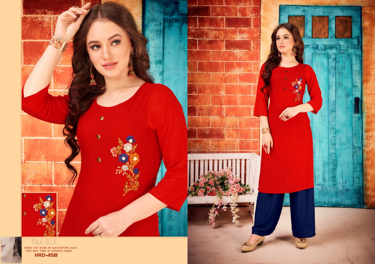 Envy9 pari vol 1 embroidered rayon kurti with plazzo collection