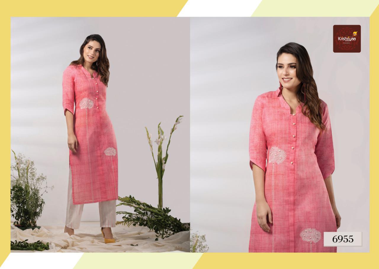 Krishriyaa Fashion breeze beautiful embroidery colorful sets of kurtis at wholesale price