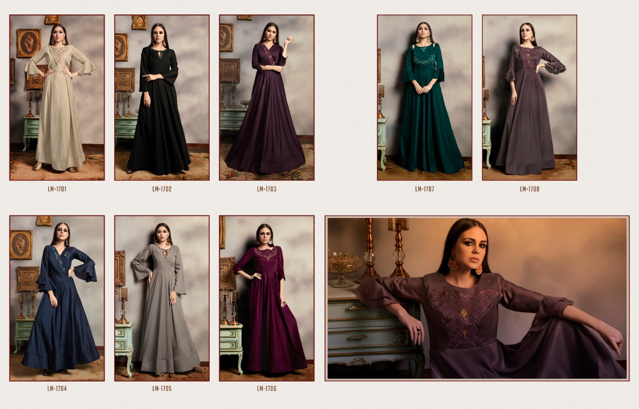 Lymi crown vol 3 muslin party wear long gown collection