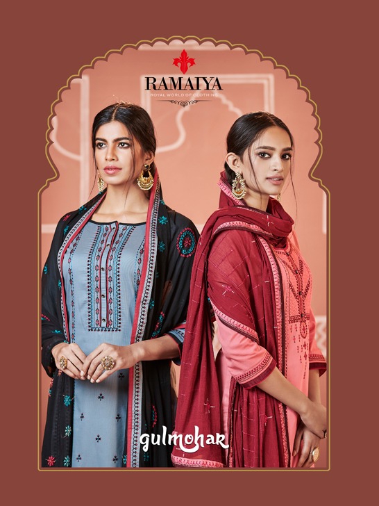 Ramaiya gulmohar jam silk salwar kameez collection