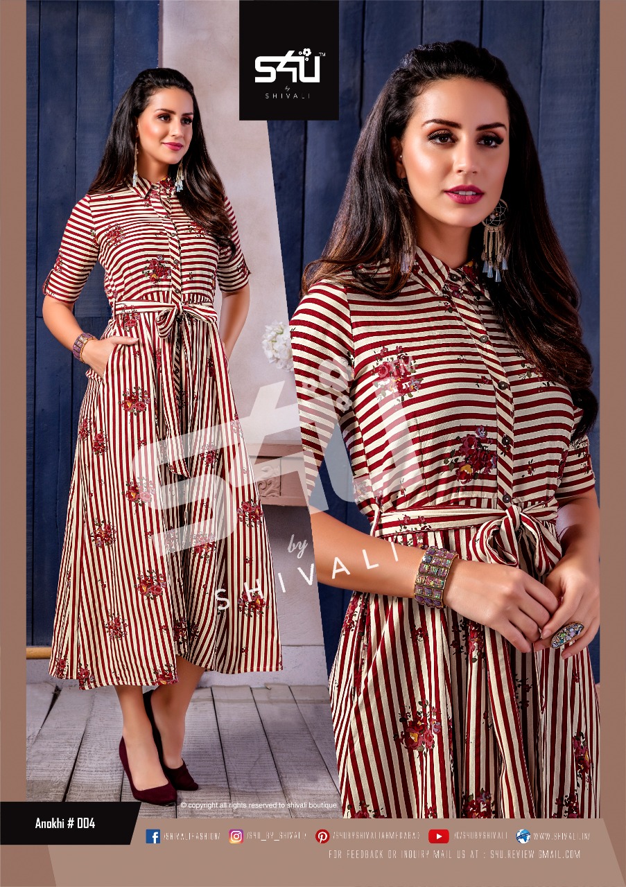 S4u by shivali anokhi long gown style kurties collection