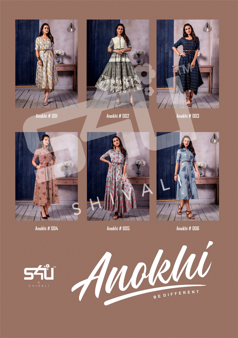 S4u by shivali anokhi long gown style kurties collection