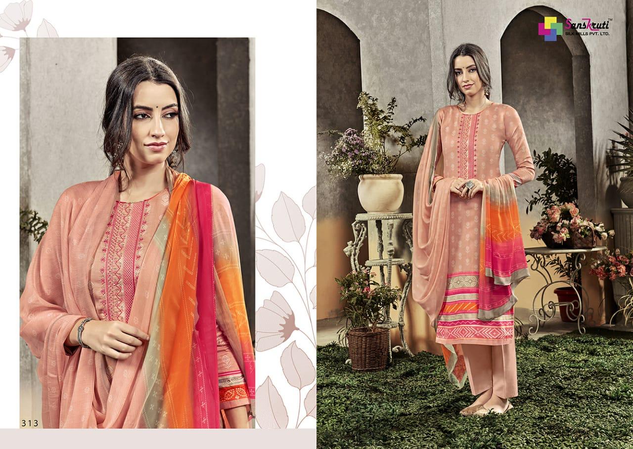 Sanskruti silk mills sahara vol 3 jam printed designer dress Material