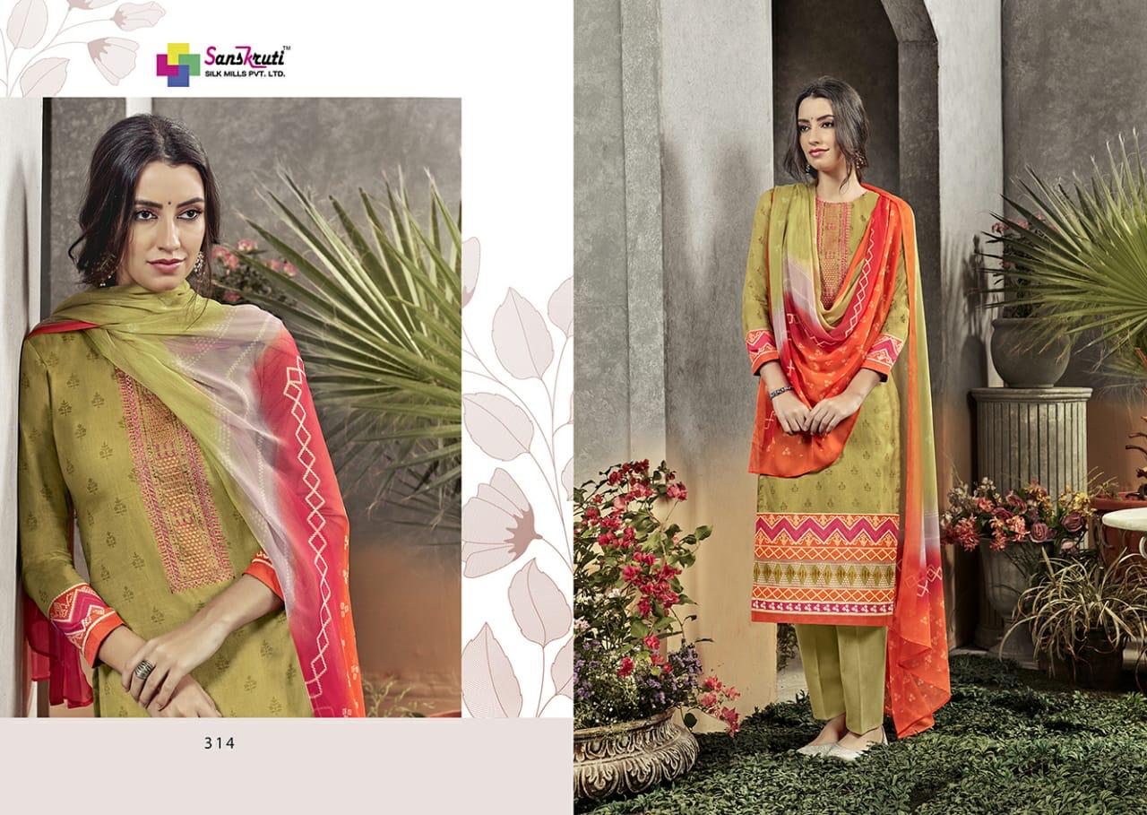 Sanskruti silk mills sahara vol 3 jam printed designer dress Material