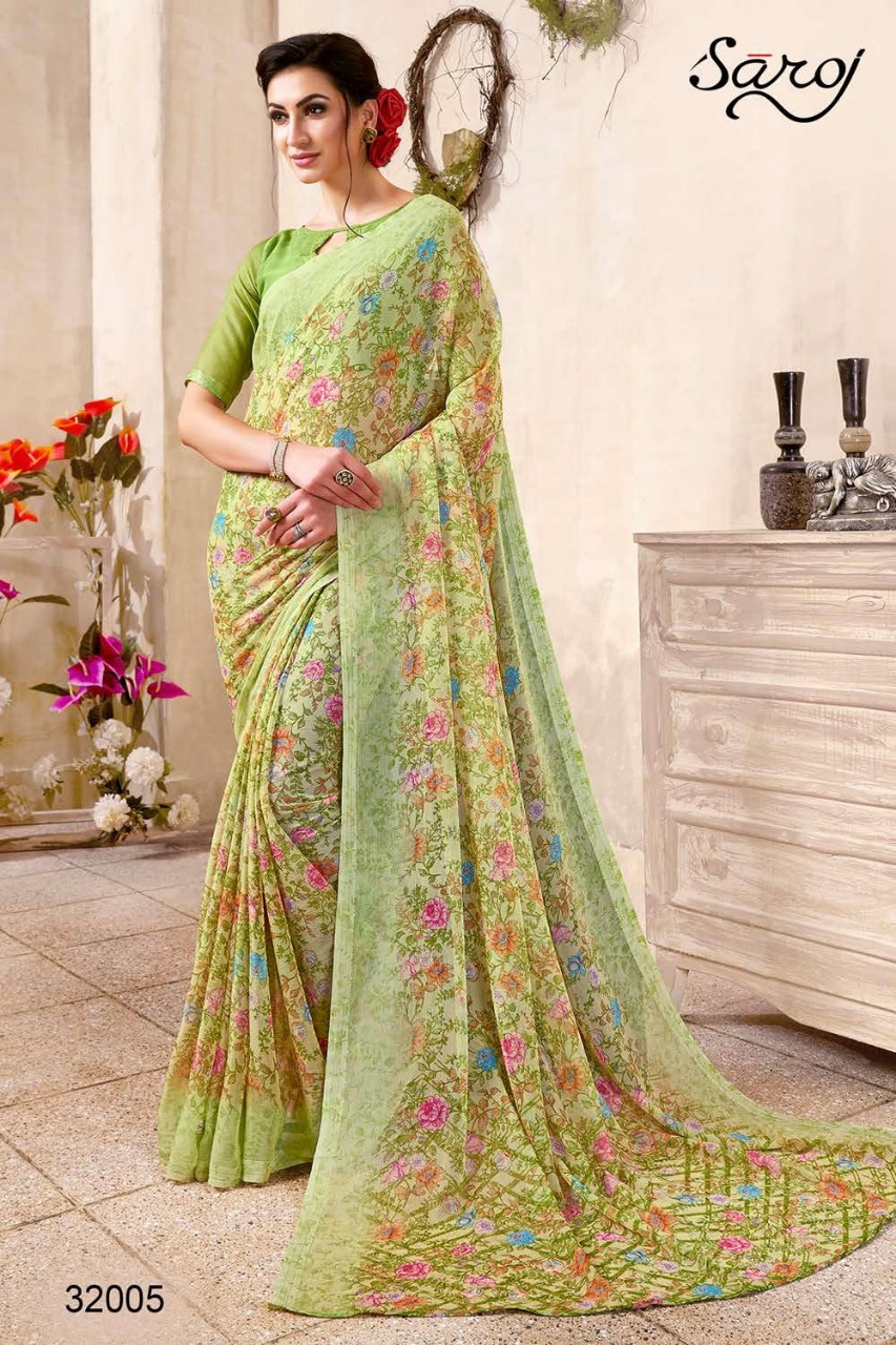 Saroj summer chiffon Exclusive chiffon printed sarees collection