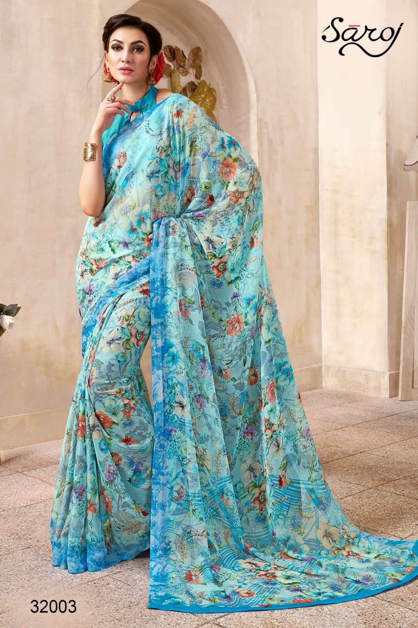 Saroj summer chiffon Exclusive chiffon printed sarees collection