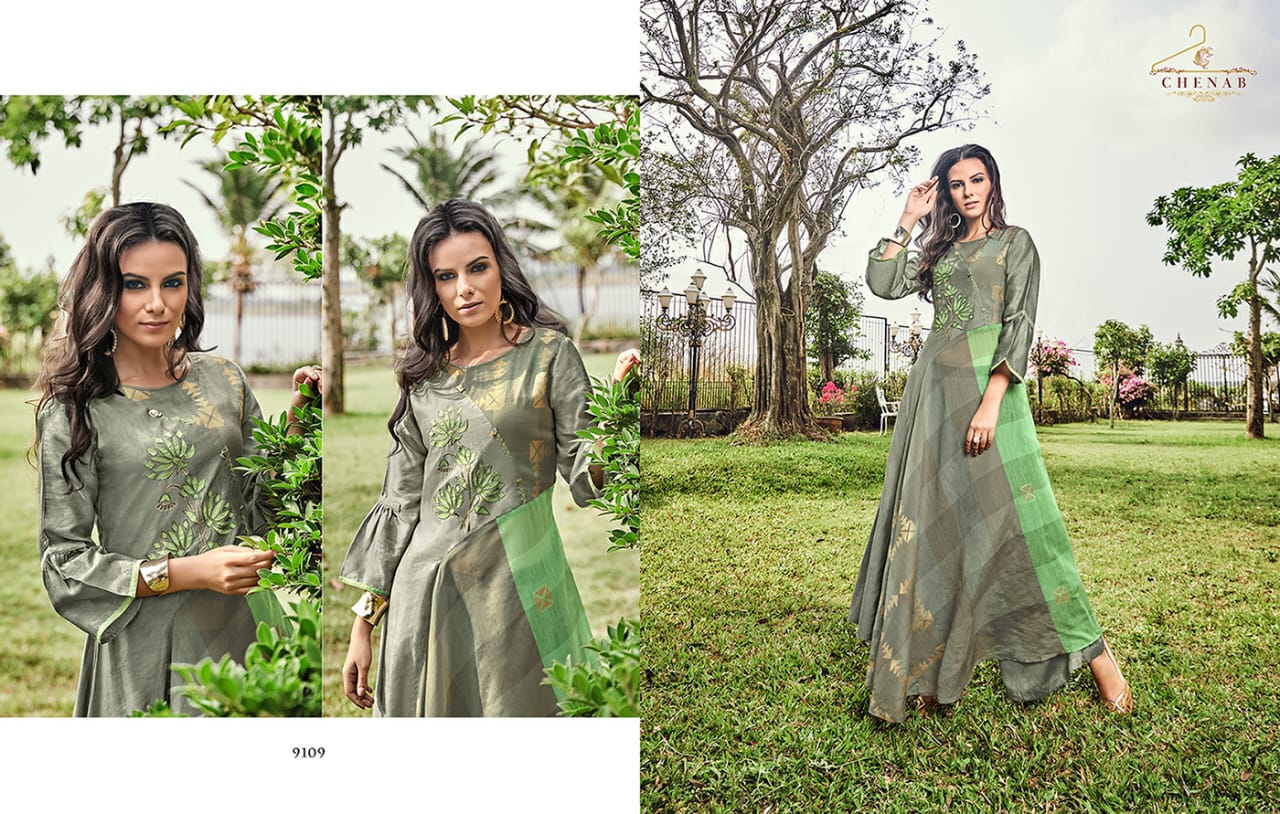 Swagat chenab 9101 ready made long gowns collection