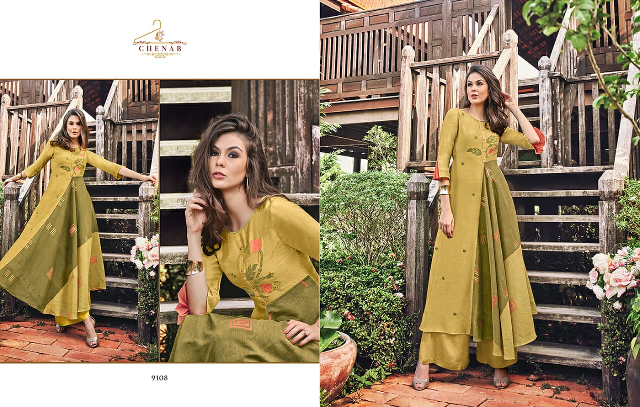 Swagat chenab 9101 ready made long gowns collection