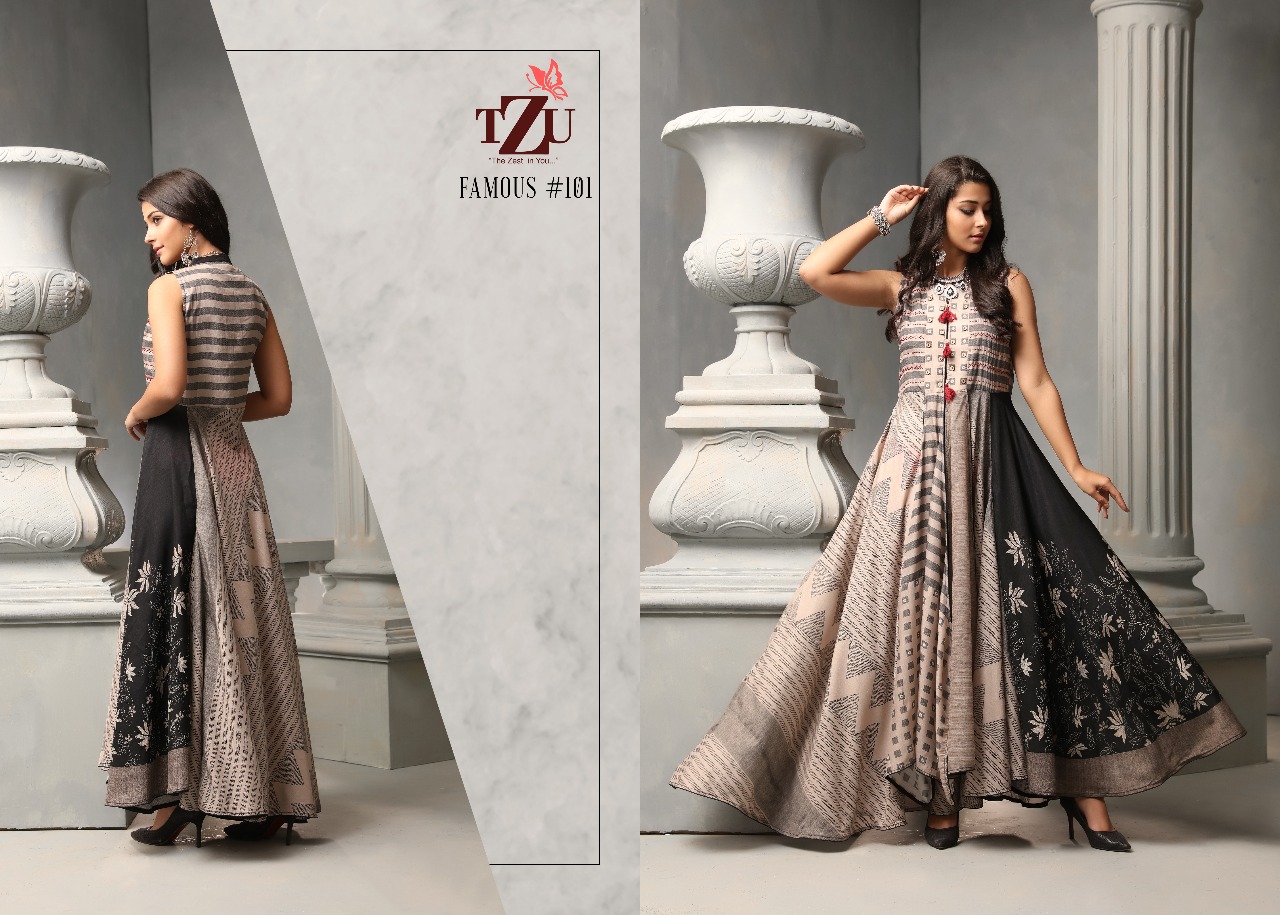 Tzu lifestyle famous muslin silk long anarkali gowns collection