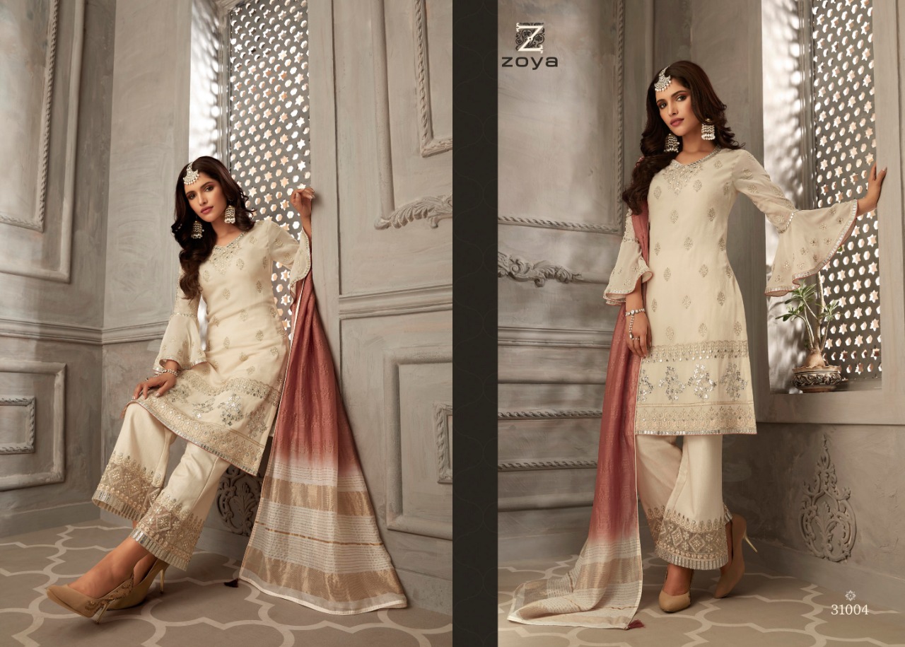 Zoya petals heavy embroidered party wear top with sharara catalog