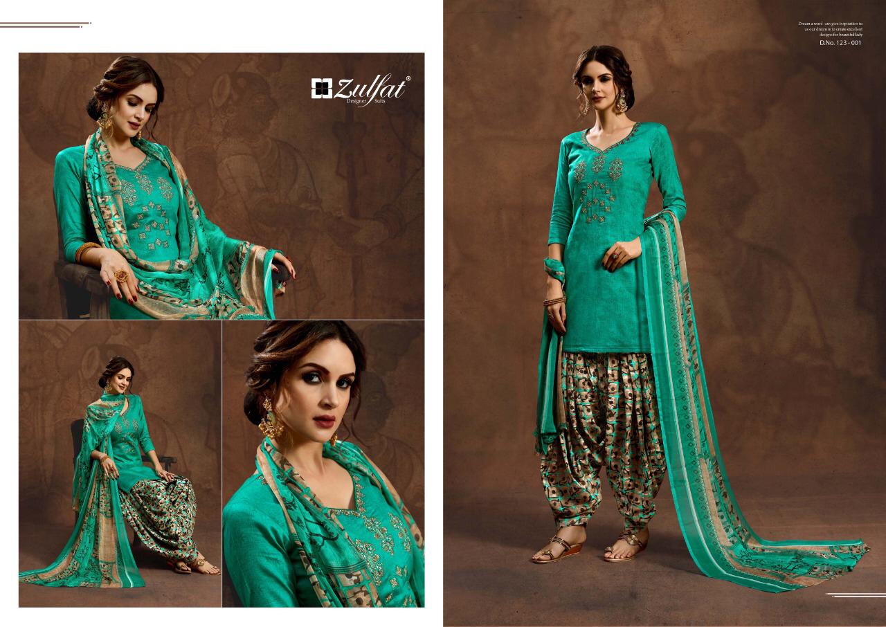 Zulfat designer suits jashn -e- patiala rich collection of beautiful colors dress material
