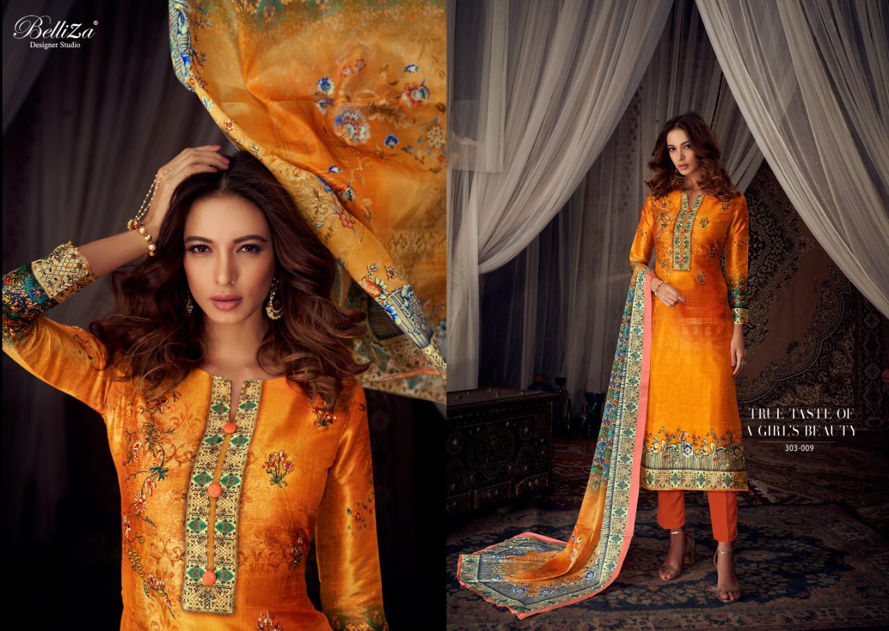Belliza designer studio moroccan silk designer dress Material collection exporter