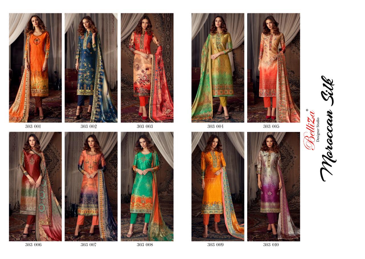 Belliza designer studio moroccan silk designer dress Material collection exporter