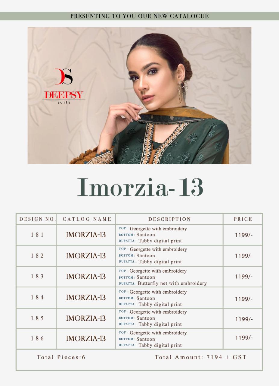 Deepsy suit Imorzia 13 embroidery work of Georgette with digital print of colorful collection of Salwar suit at wholesale prices
