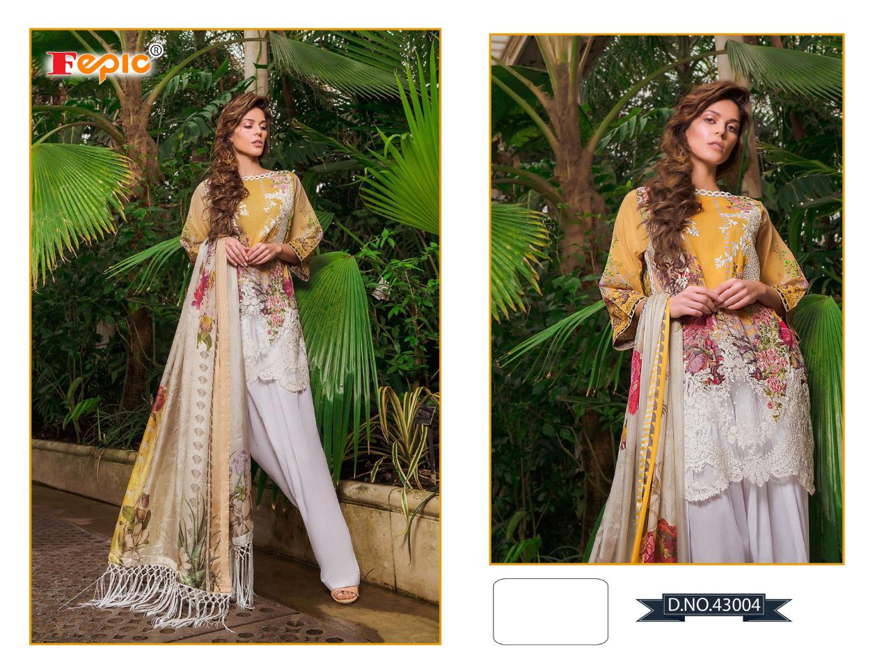 Fepic Rosemeen cross lawn launched Pakistani concept heavy embroidery and chiffon digital print Works collection of Salwar suit