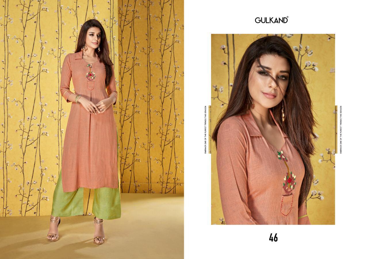Gulkand designer ruhani innovative kurti with plazzo in wholesale price