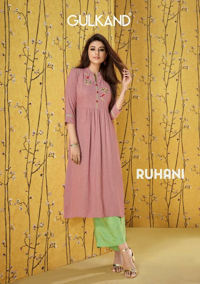 Gulkand designer ruhani innovative kurti with plazzo in wholesale price