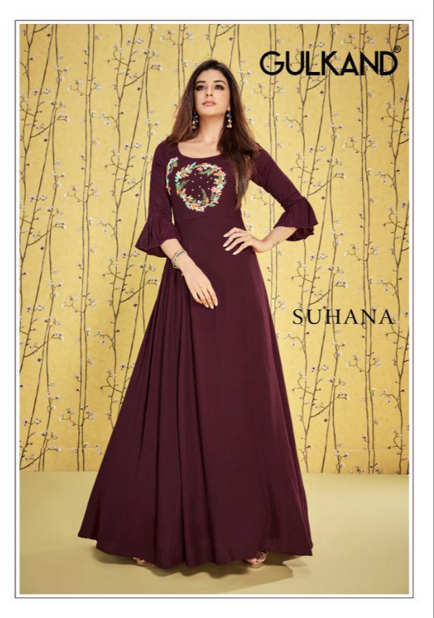 Gulkand designer suhana party wear long gowns at wholesale price