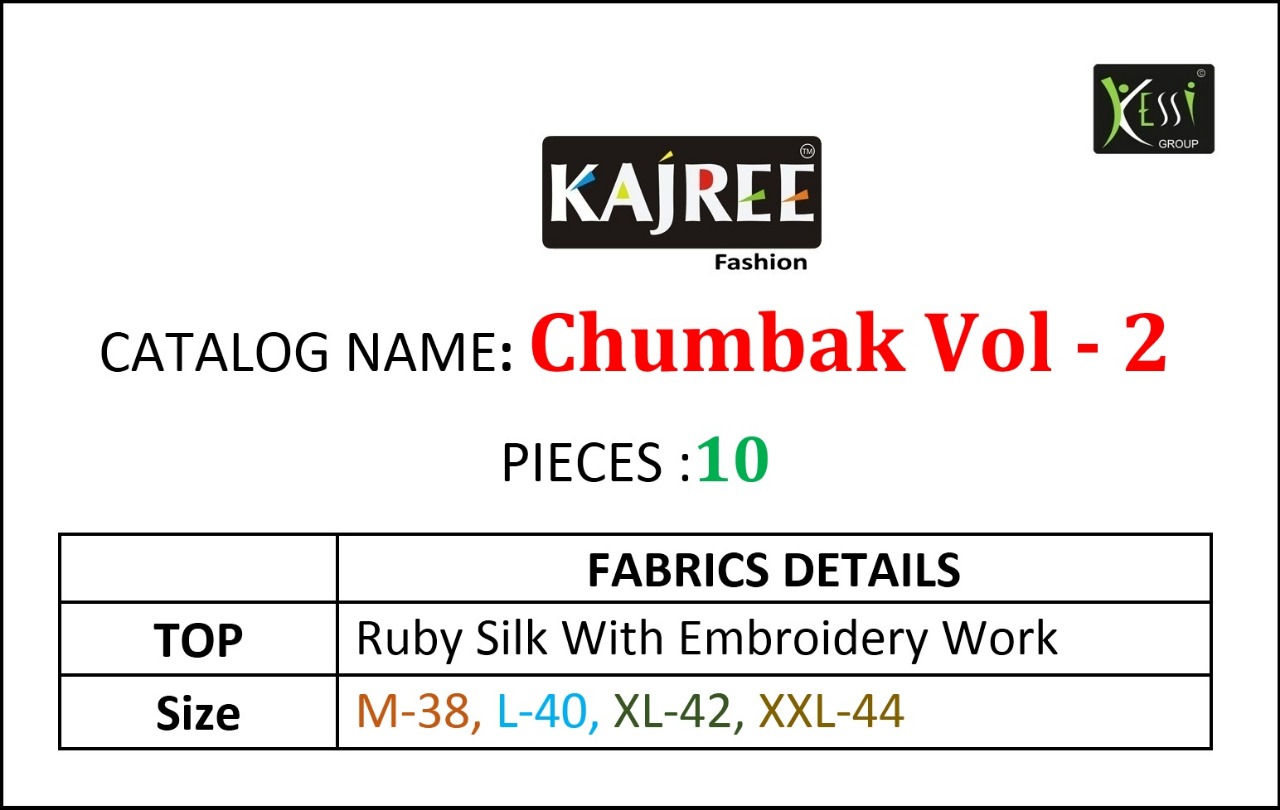 Kajree fashion chumbak vol 2 silk embroidered straight kurties collection