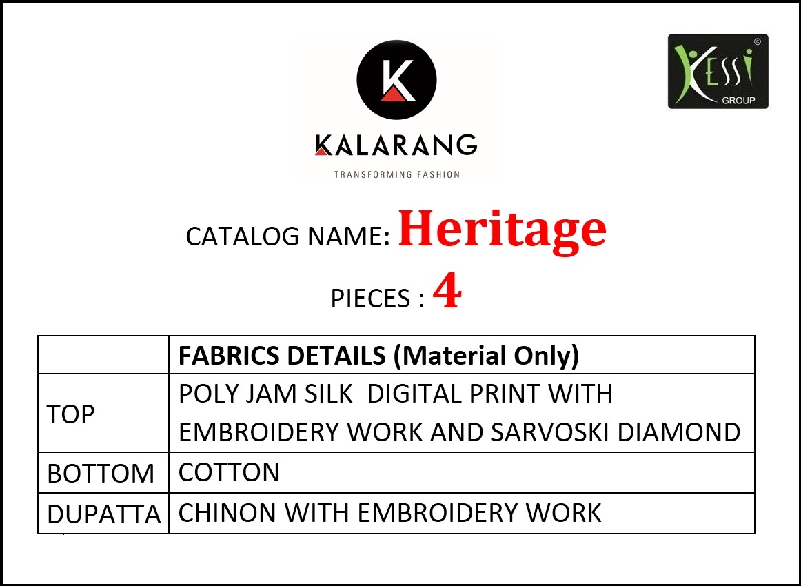 Kalarang creation heritage exclusive collection of Salwar suit