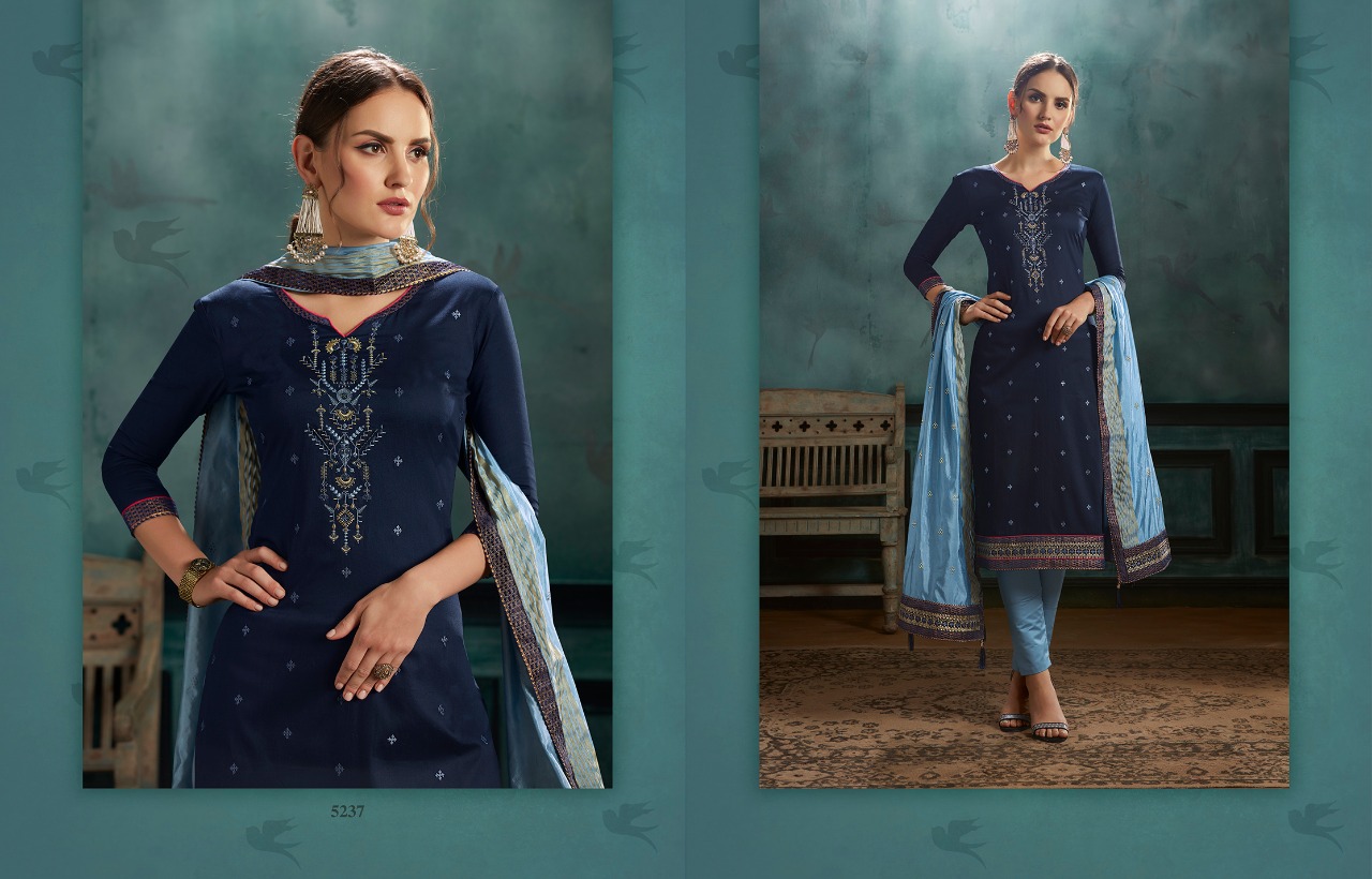 Kessi Fabrics silk shine Exiquisite embroidery work Salwar suit