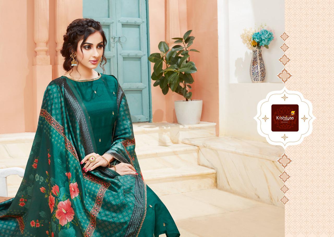 Krishriyaa purity digital printed silk kurta pant and dupatta collection