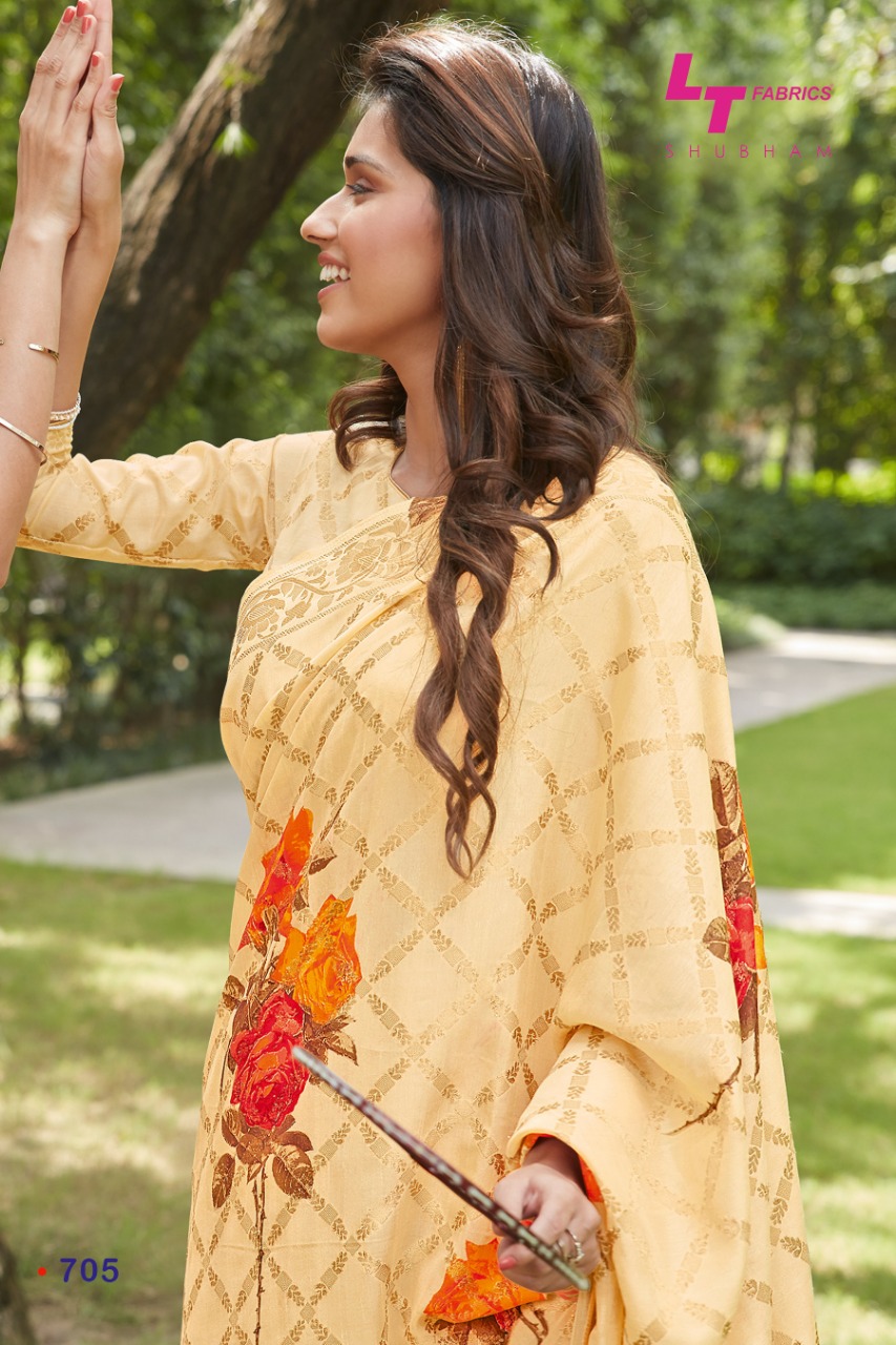 L.T Fashion Shubham beautiful flower printed linen silk casual wear Saree