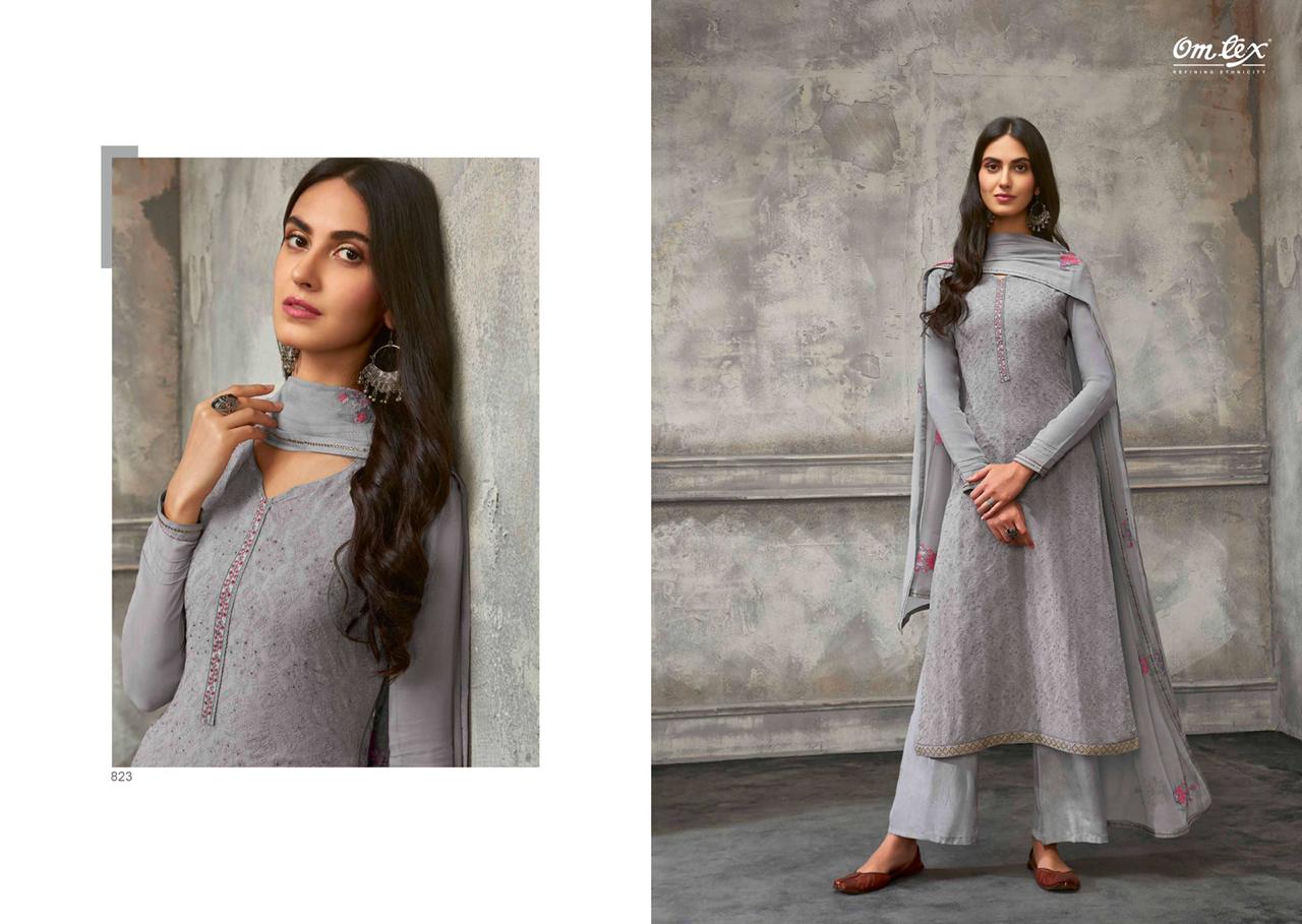 Om tex breeze attractive color embroidery suit made of georgette fabric