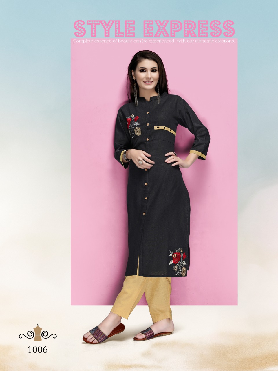 Prettify khaadi special ethnic wear cotton kurti and pant wholsaler