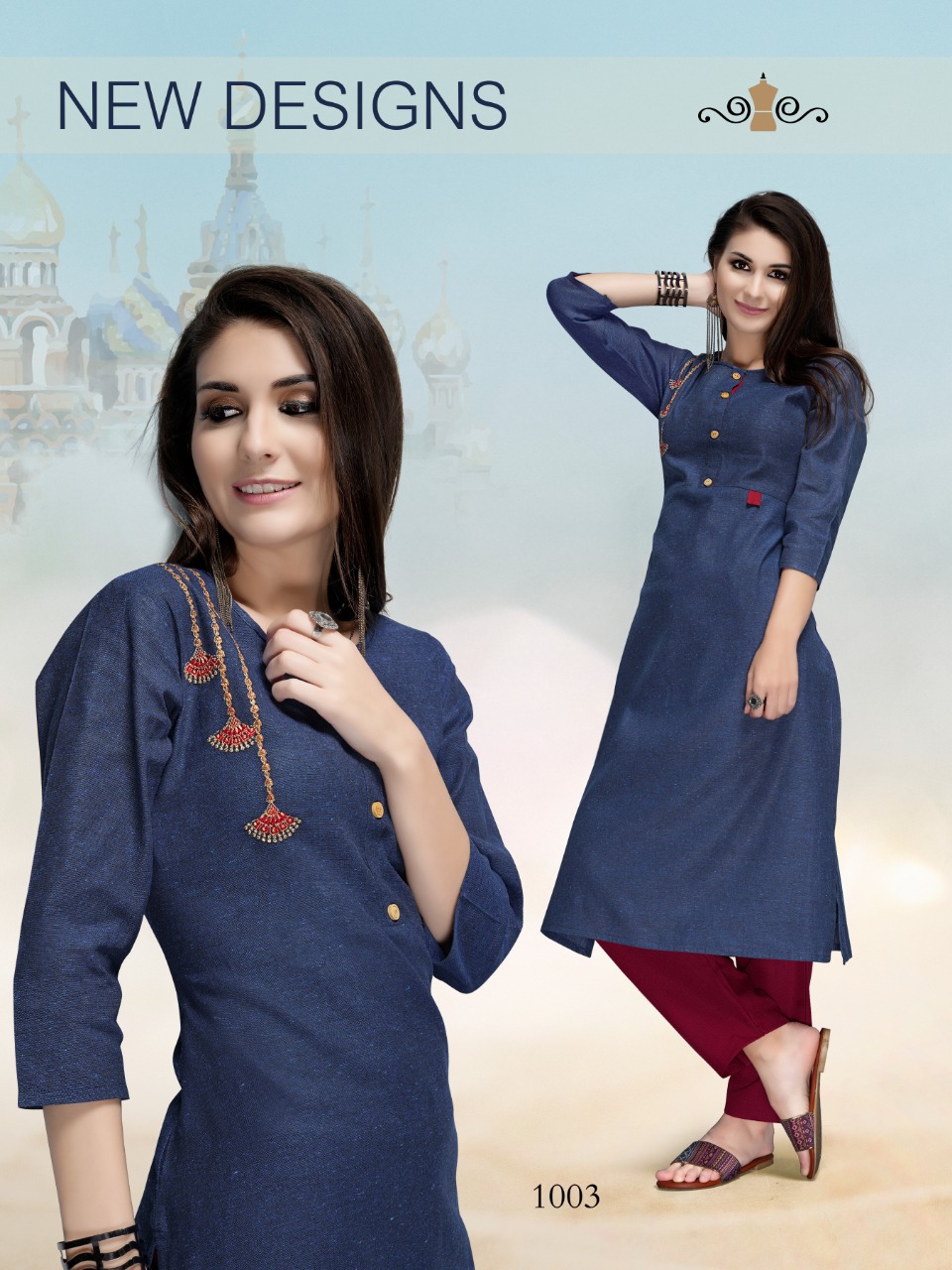 Prettify khaadi special ethnic wear cotton kurti and pant wholsaler
