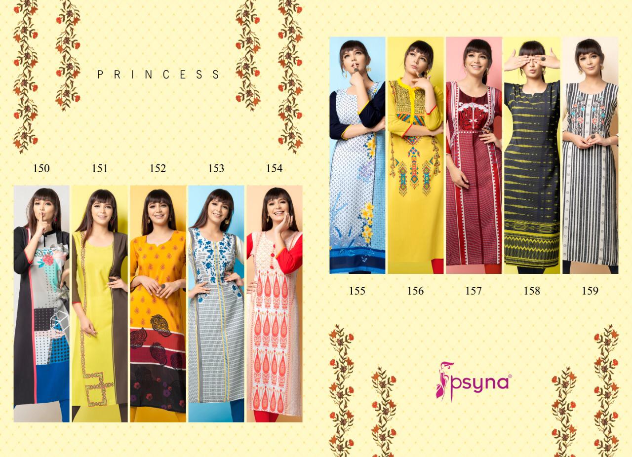 Psyna princess vol 15 ready to wear daily wear digital printed rayon kurties collection