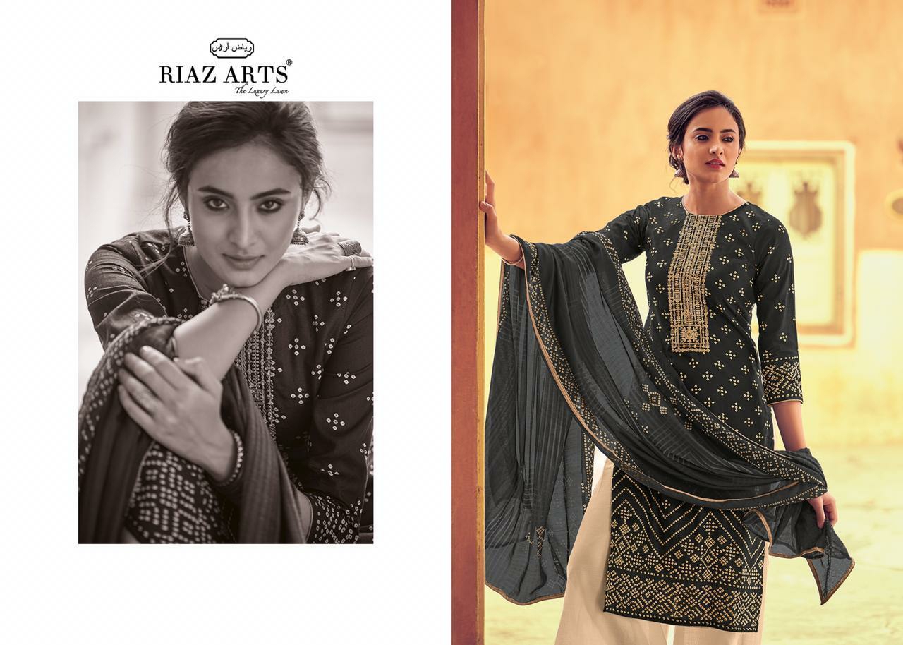 Riaz arts Bandhini charming look beautiful Salwar suits in wholesale prices