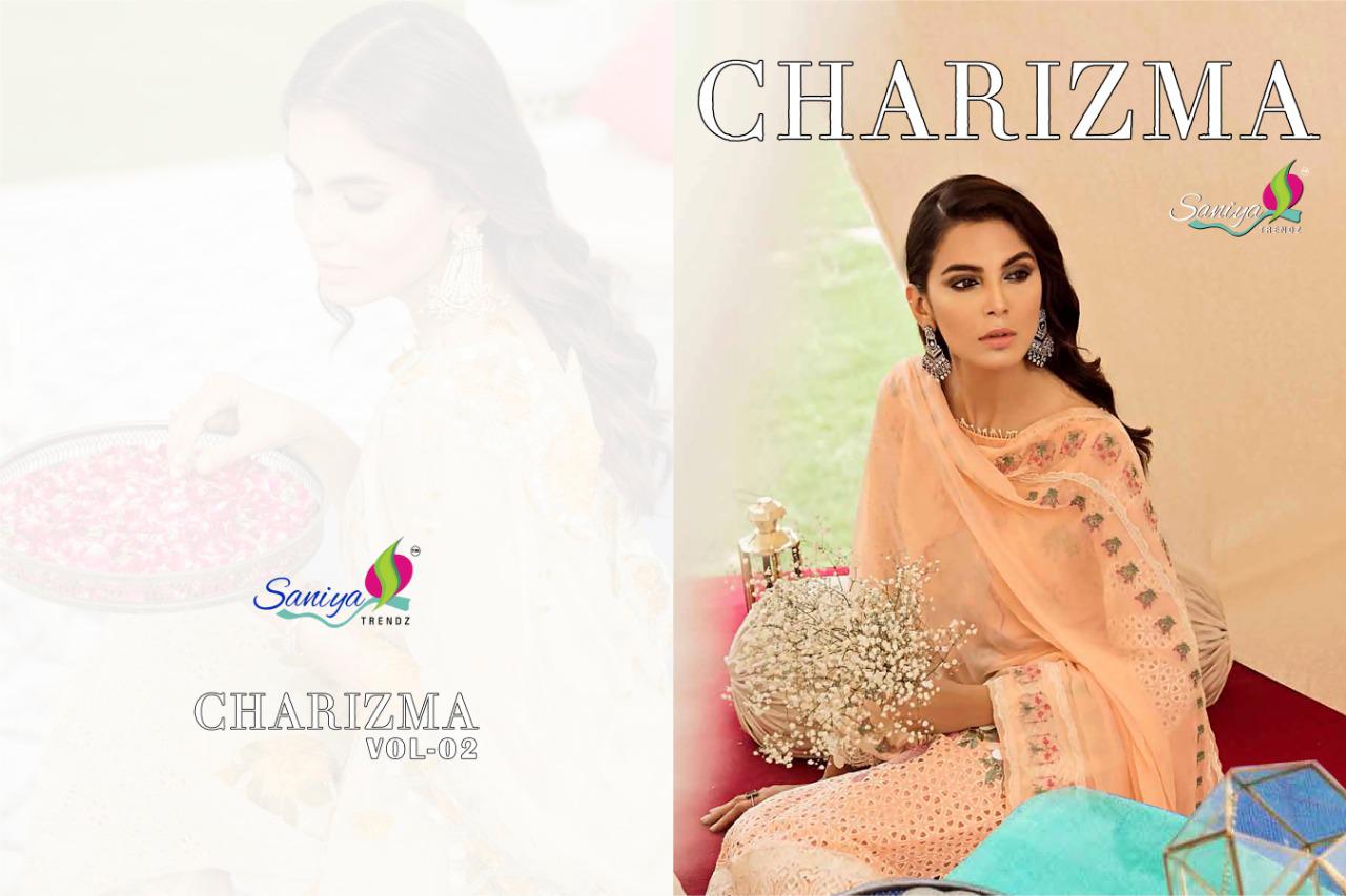 Saaniya trendz charizma vol 2 Luxury and premium collection with Exculsive trending series of Pakistani Salwar suit At wholesale prices