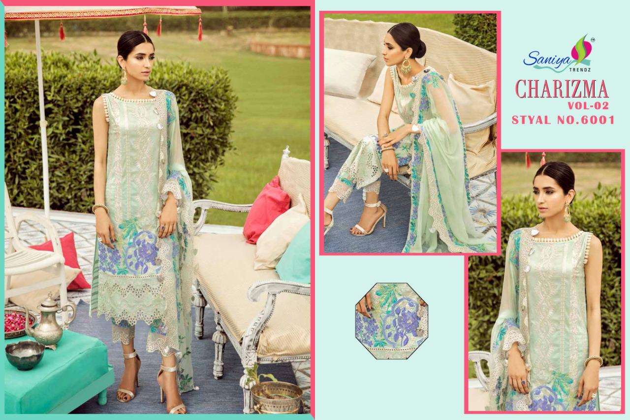 Saaniya trendz charizma vol 2 Luxury and premium collection with Exculsive trending series of Pakistani Salwar suit At wholesale prices
