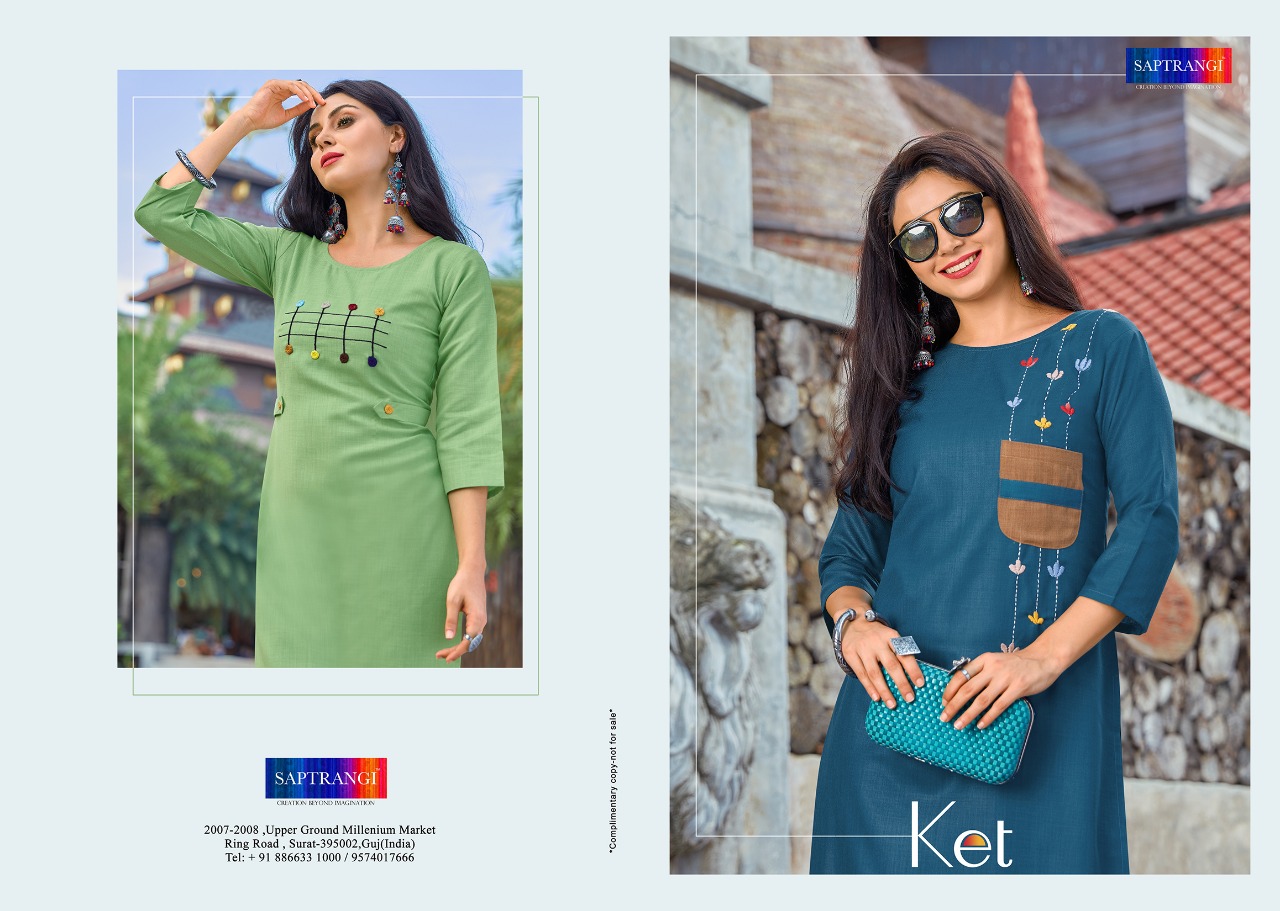 Saptrangi Ket classic beautiful colors designer Kurties at market price