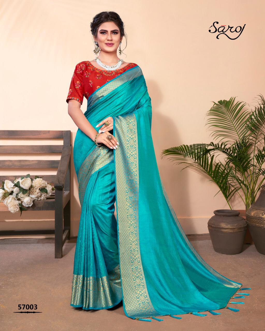 Saroj gunjan heavy embroidered silk sarees festive wear sarees collection