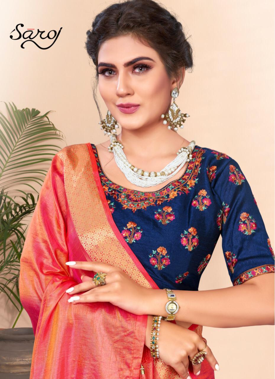 Saroj gunjan heavy embroidered silk sarees festive wear sarees collection