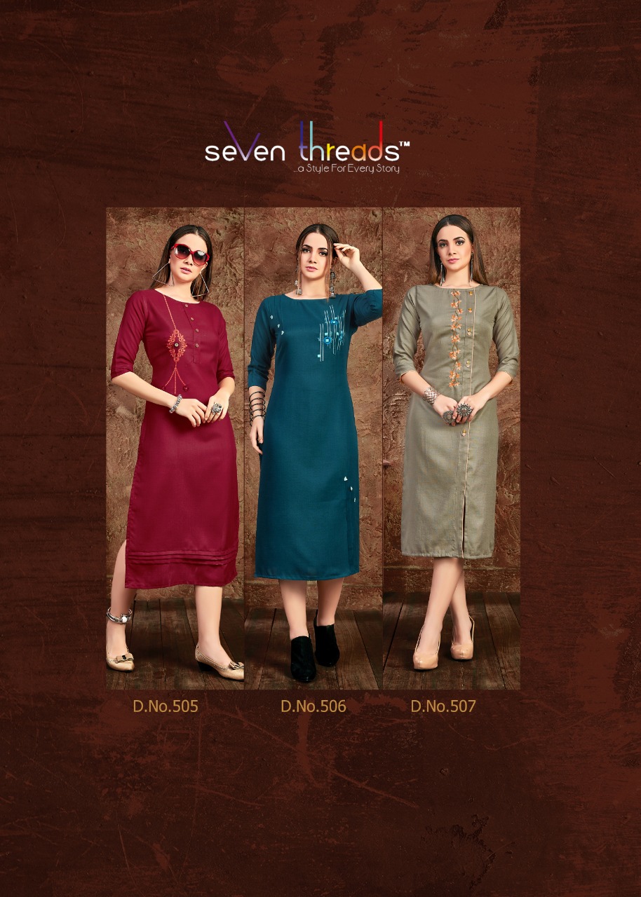 Seven threads poshak embroidered straight kurties collection dealer