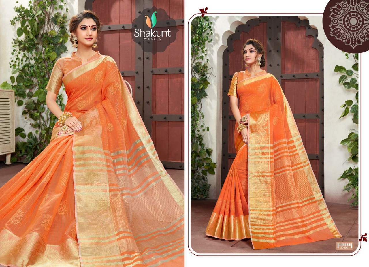 Shakunt weaves sabrina colourful festive wear sarees collection Wholesale supplier