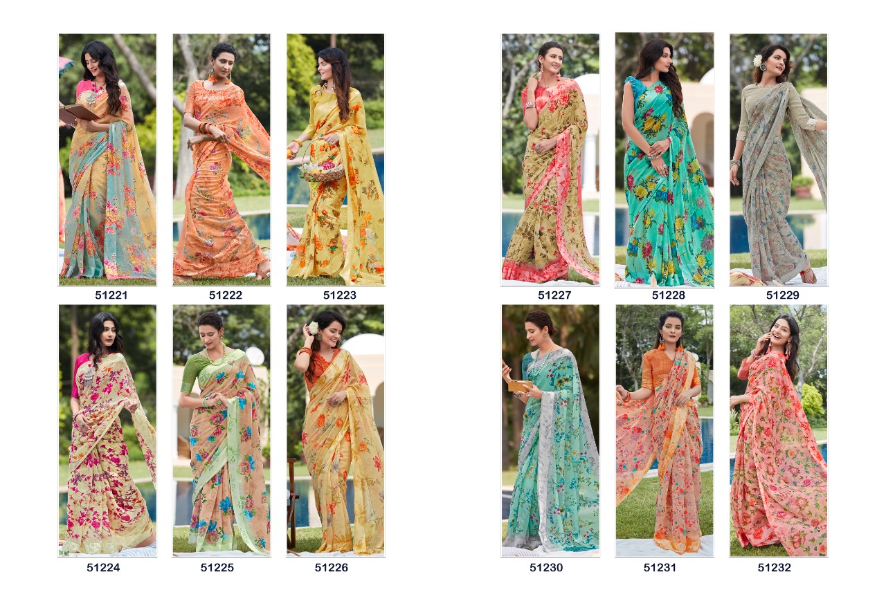 Shangrila kanchana cotton vol 20 linen cotton digital printed Sarees collection