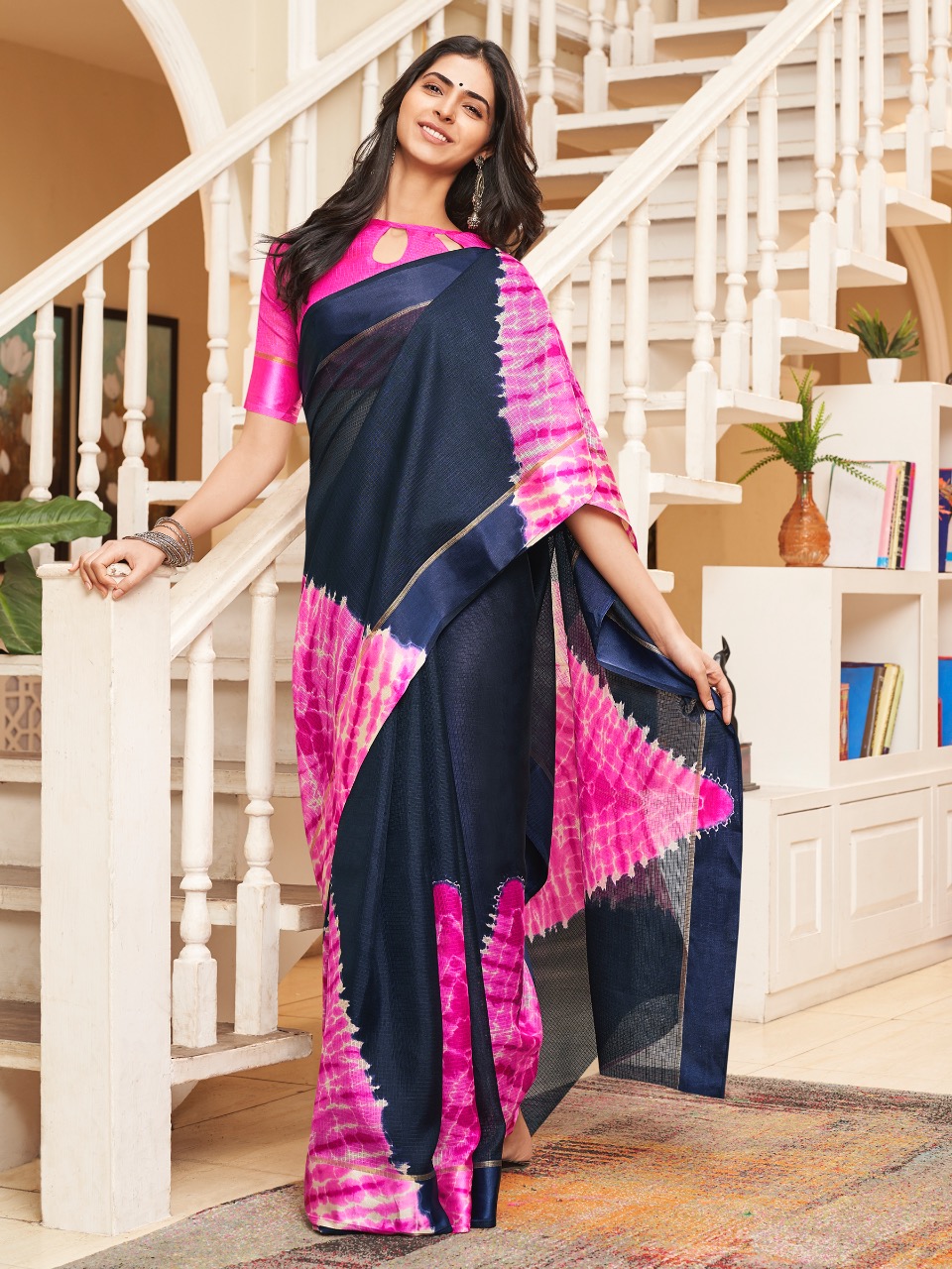 Shangrila Shibori fancy printed beautiful sarees collection at wholesale price
