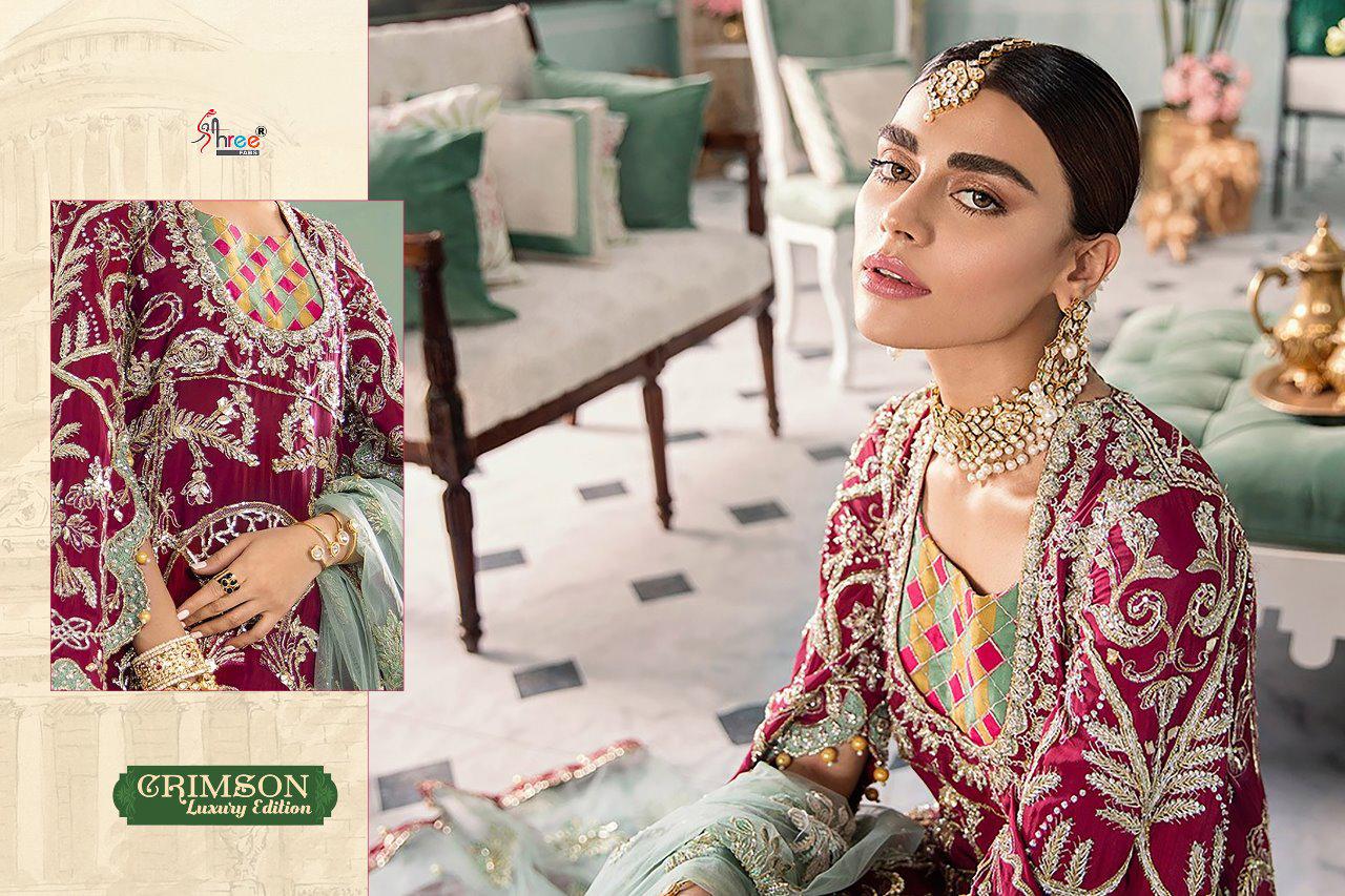Shree fabs crimson luxury edition heavy embroidered wedding wear salwar kameez Material