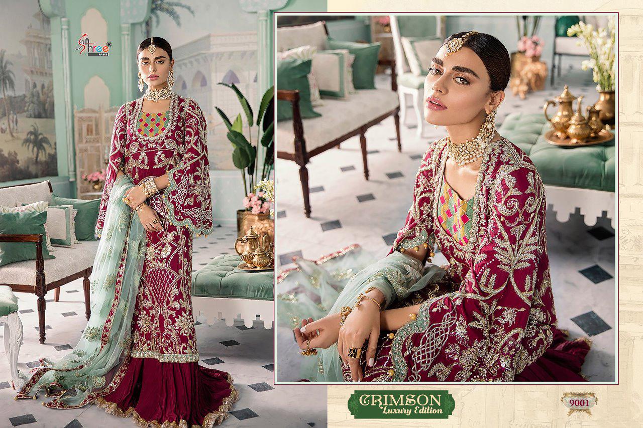Shree fabs crimson luxury edition heavy embroidered wedding wear salwar kameez Material