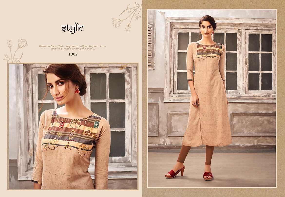 Stylic feel vol 3 beautiful embroidered straight kurties collection at wholesale rate