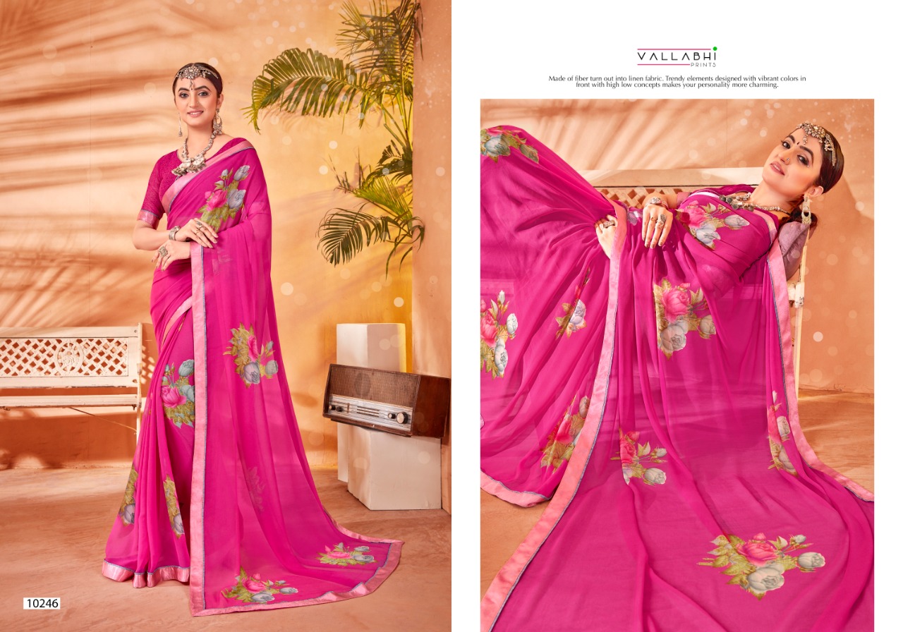 Vallabhi prints chaitanya stylish border printed saree in wholesale prices