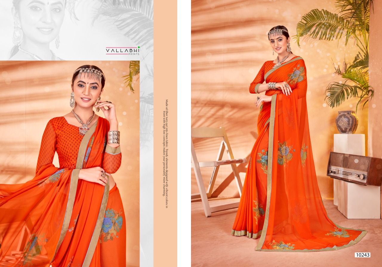 Vallabhi prints chaitanya stylish border printed saree in wholesale prices