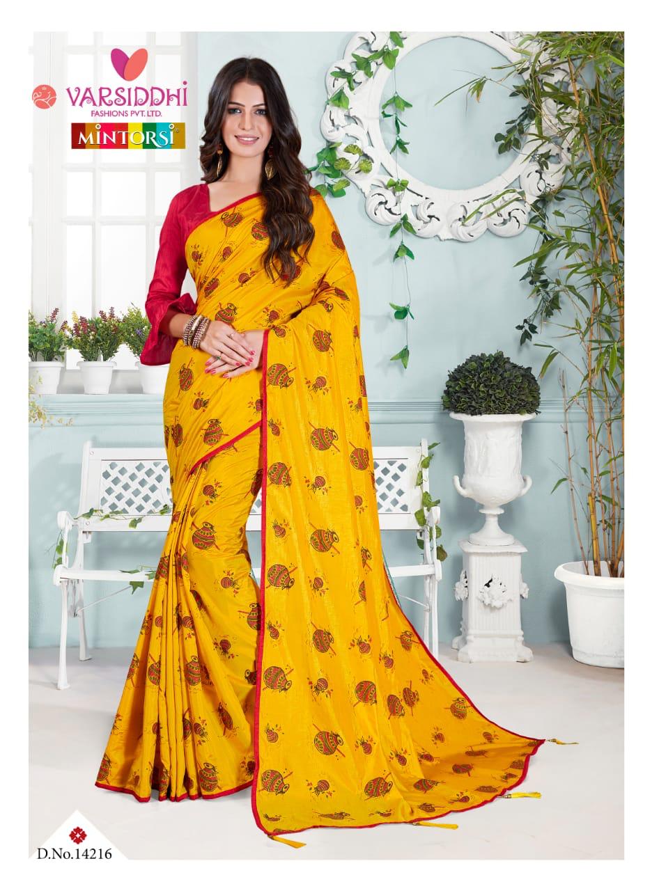 Varsiddhi mintorsi sumidha colourful printed sarees online supplier
